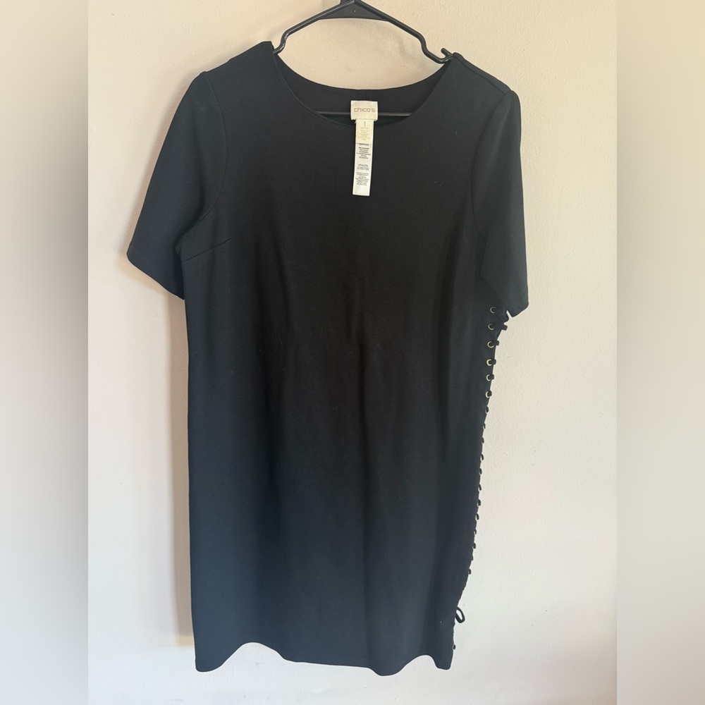 Chico Black Dress with Lace-Up Detail